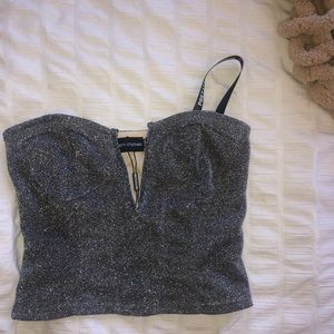NEW sparkly silver crop top-pretty little thing